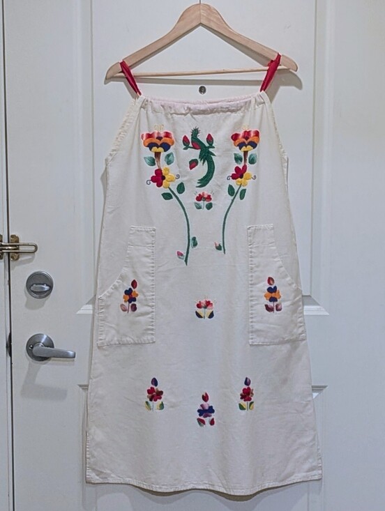 Handmade Dresses & Skirts - GUC 70s L Vintage Hand Embroidered Mexican Cotton Sun Dress